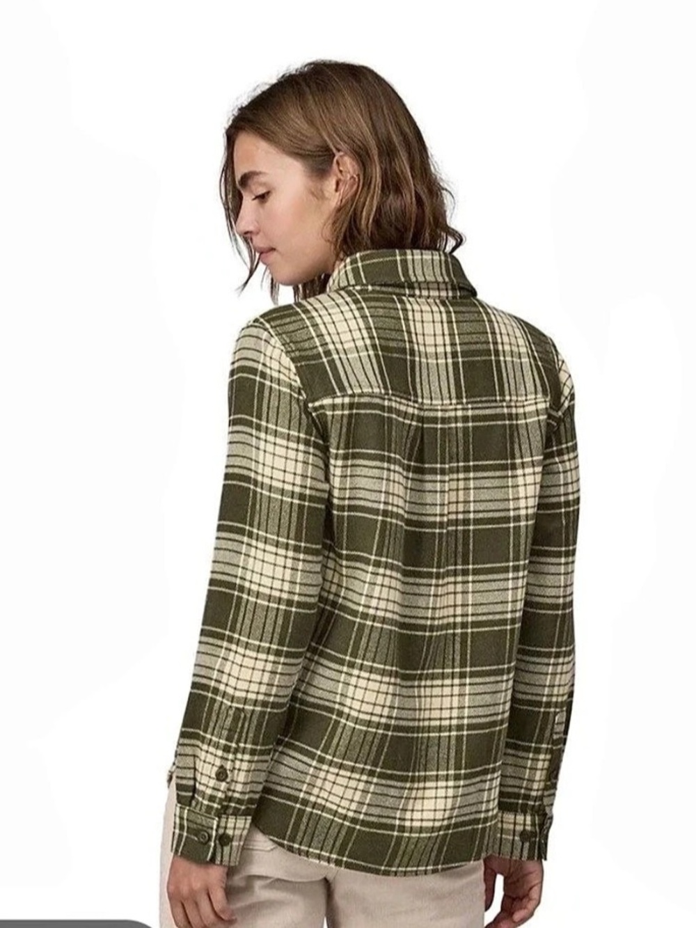 Patagonia Fjord Flannel Shirt Plaid Green & cream XXL